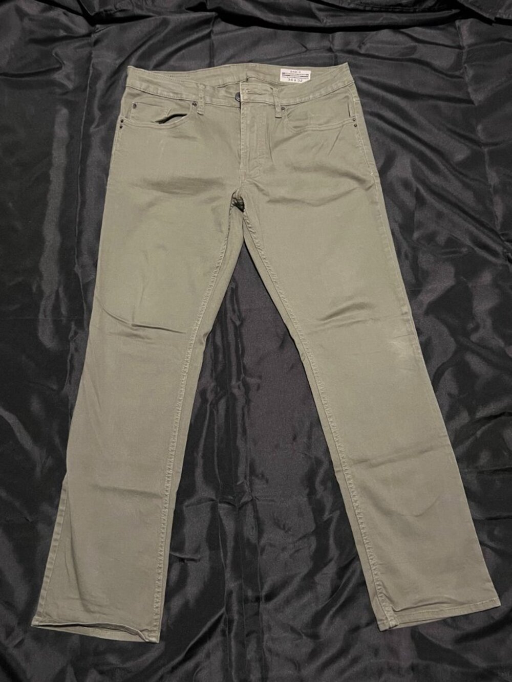 Buffalo David Bitton Sam-X Jeans 34x32 Slim Straight Stretch Olive Drab